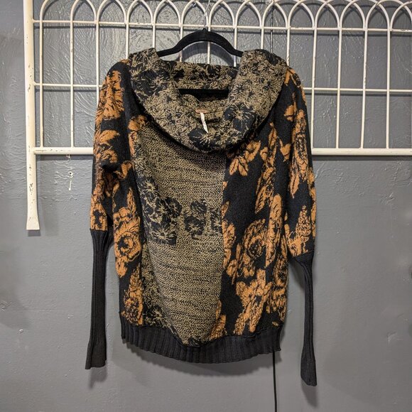 Size L Free People Long Sleeve Pullover Boat Cowl Neck Multicolor Knit Sweater - Picture 1 of 7